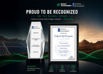 Desert Technologies Holding is recognized as the Fastest Growing Clean Energy Company in Saudi Arabia at The Global Economics Awards 2026.