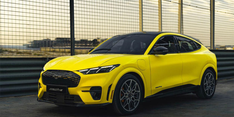Ford Mustang Mach-E, Ford's first all-electric performance SUV, at the Saudi launch.